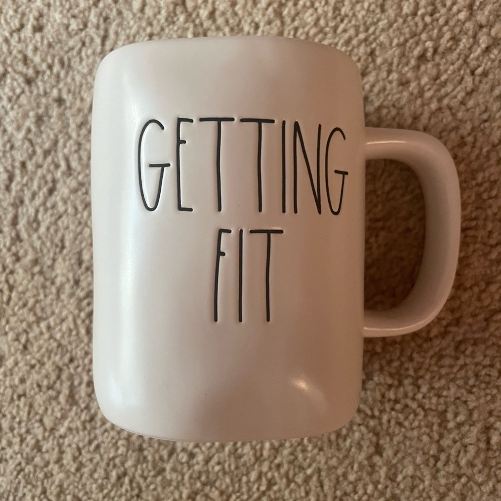 Rae Dunn *Getting Fit* Mug farmhouse cup NWOT coffee tea ceramic big - Picture 2 of 2